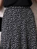 Women Black & White Printed A-Line Midi Skirt | Elasticated Waist | Lined Flared Skirt