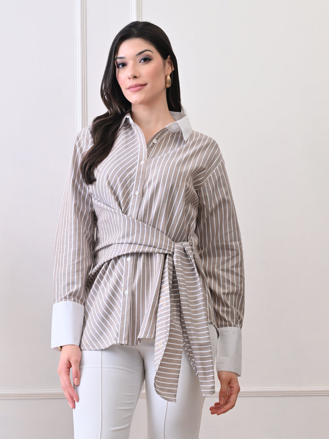 Ikonic klaer Cotton Printed Long Sleeves Relaxed Fit Grey Shirt