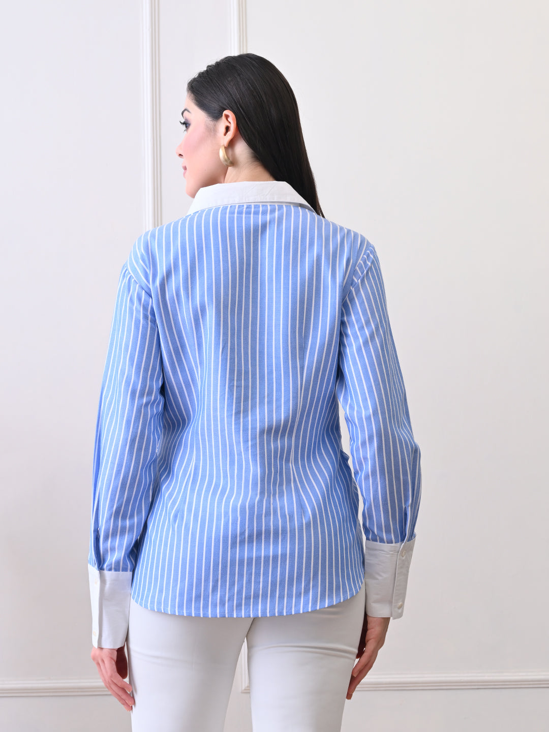 Ikonic klaer Cotton Printed Long Sleeves Relaxed Fit Blue Shirt