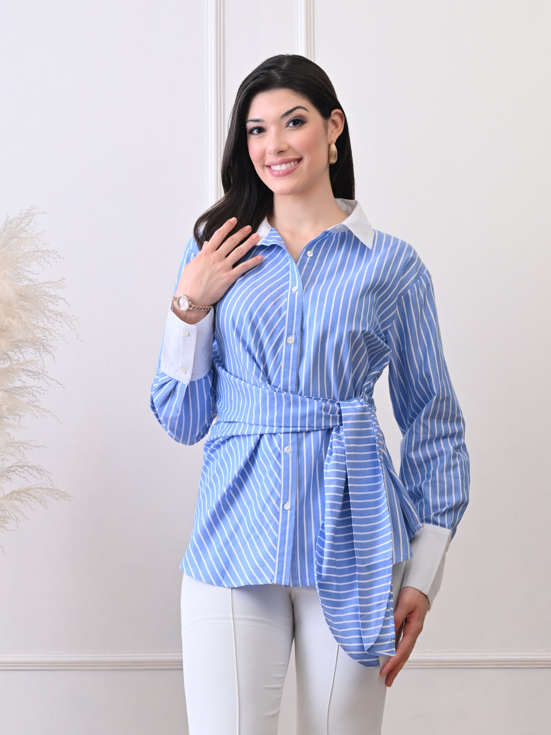 Ikonic klaer Cotton Printed Long Sleeves Relaxed Fit Blue Shirt