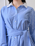 Ikonic klaer Cotton Printed Long Sleeves Relaxed Fit Blue Shirt