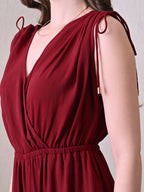 Solid Wine V-Neck Jumpsuit