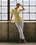 Ikonic klaer Women Solid Pintuck Peplum Top with Puff Sleeves
