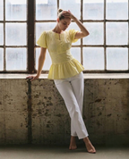 Ikonic klaer Women Solid Pintuck Peplum Top with Puff Sleeves